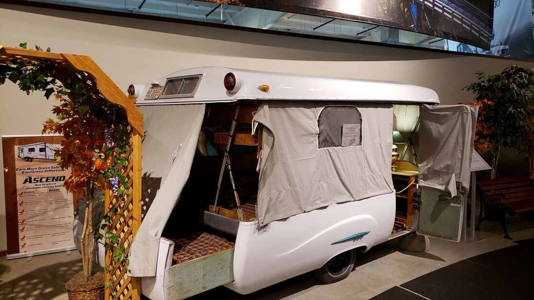 Vintage pop-up travel trailer at RV Hall of Fame in Elkhart, Indiana