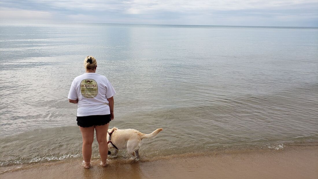 More playing in Lake Michigan at North Beach Access in Manistee, Michigan