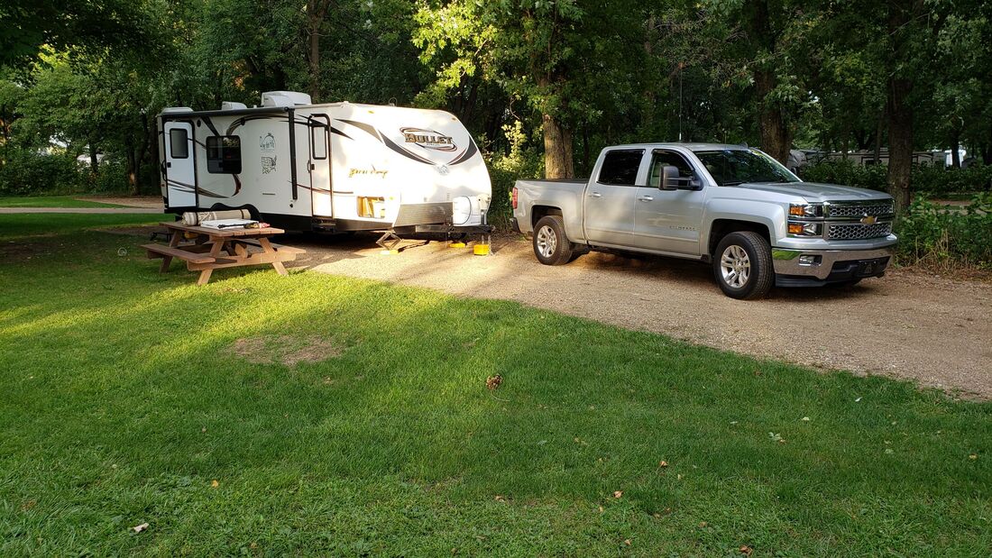 Our campsite at Plum Creek Park Campground in Walnut Grove, Minnesota