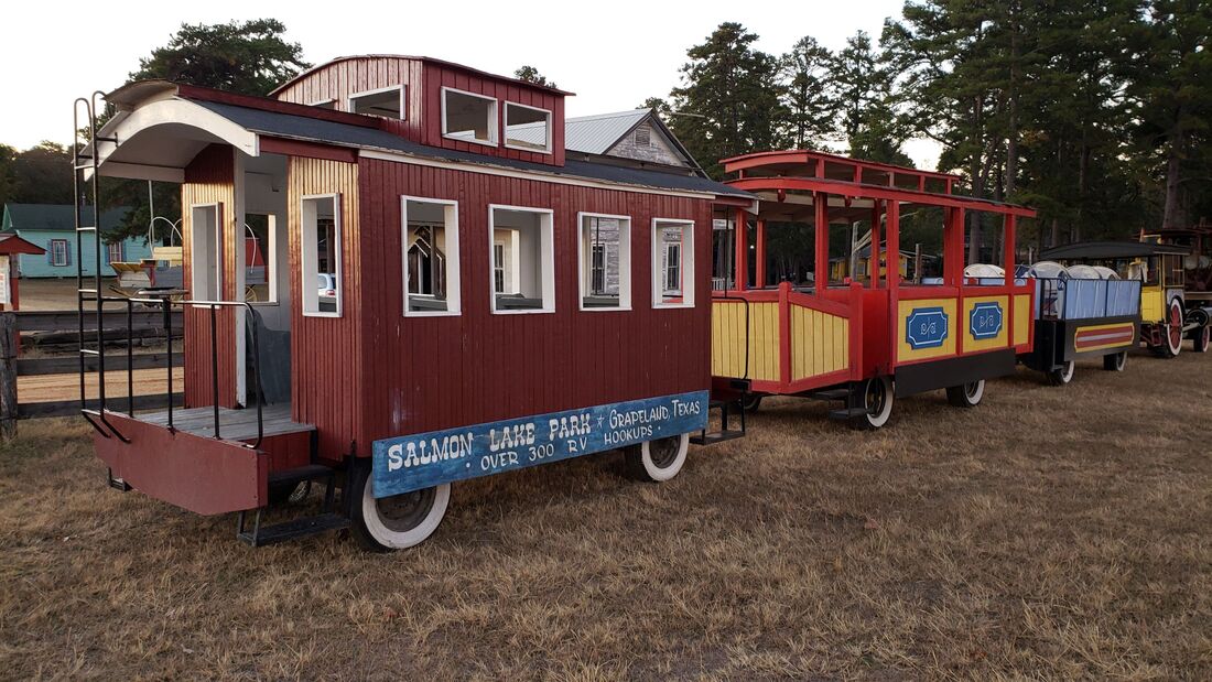 Train at Salmon Lake Park campground in Grapeland, Texas